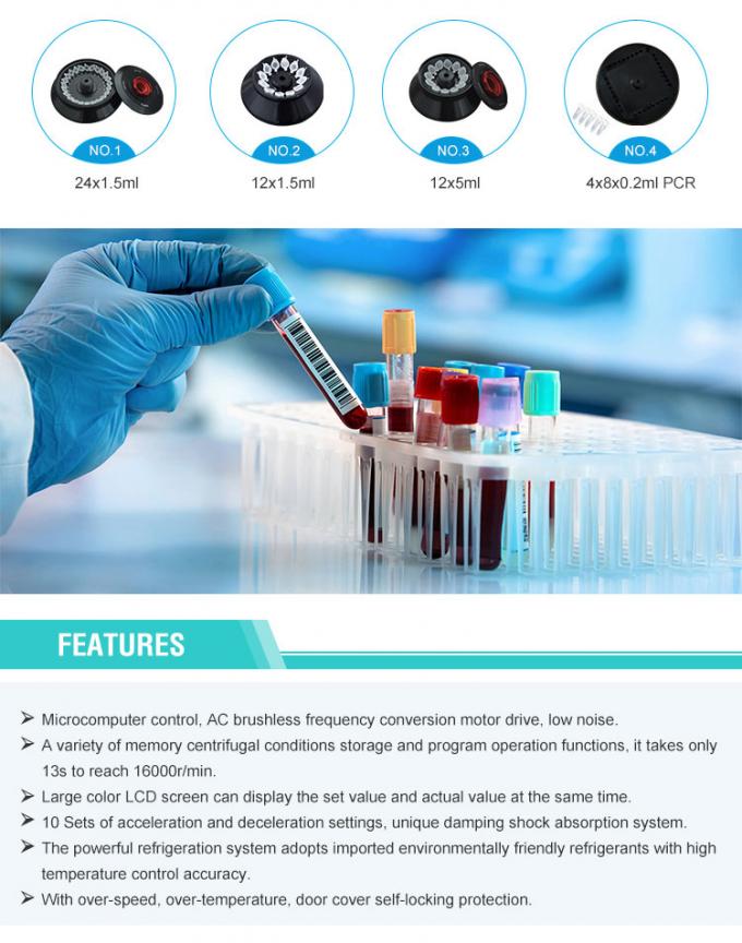TGL-16 16000rpm 90ml टेबल टॉप रेफ्रिजरेटेड रेफ्रिजरेटर पर्यावरण के अनुकूल रेफ्रिजरेटर के साथ,मल्टीपर्पज लैब सेंट्रिफ्यूज मशीन 1